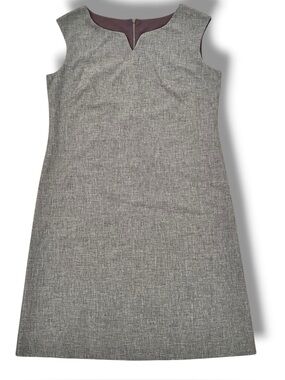Vtg 90s Lined Dress Med Gray Jumper Profcore Work Sheath C-6 Notch Neck